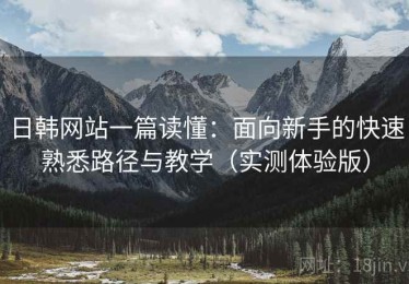 日韩网站一篇读懂：面向新手的快速熟悉路径与教学（实测体验版）