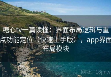 糖心tv一篇读懂：界面布局逻辑与重点功能定位（快速上手版），app界面布局模块