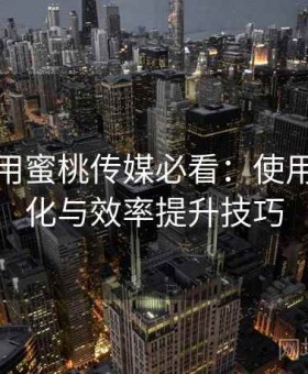 新手使用蜜桃传媒必看：使用习惯优化与效率提升技巧