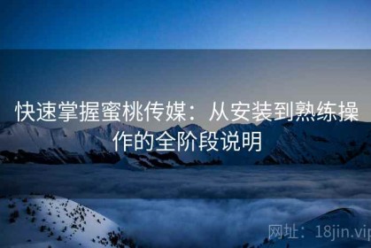 快速掌握蜜桃传媒：从安装到熟练操作的全阶段说明