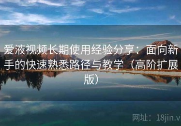 爱液视频长期使用经验分享：面向新手的快速熟悉路径与教学（高阶扩展版）