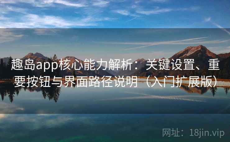 趣岛app核心能力解析：关键设置、重要按钮与界面路径说明（入门扩展版）