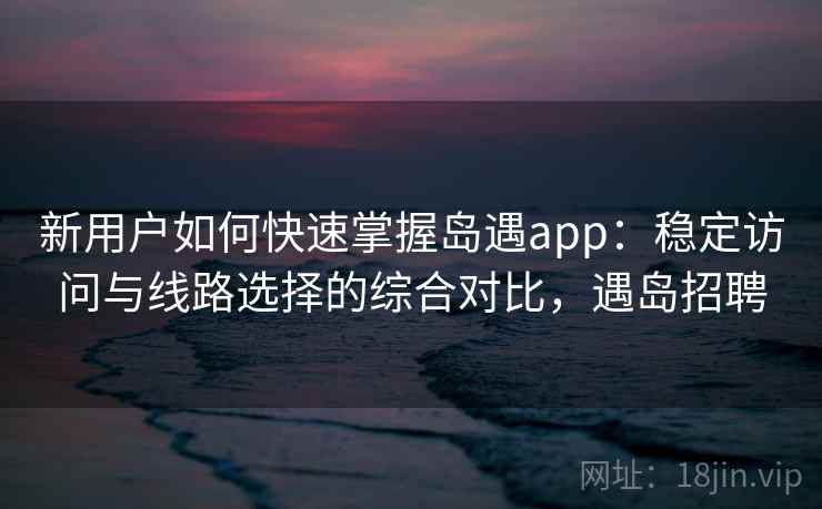 新用户如何快速掌握岛遇app：稳定访问与线路选择的综合对比，遇岛招聘