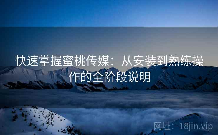 快速掌握蜜桃传媒：从安装到熟练操作的全阶段说明
