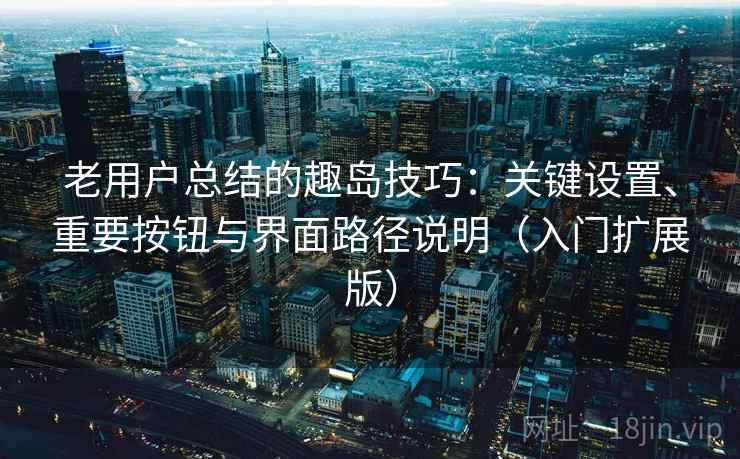 老用户总结的趣岛技巧：关键设置、重要按钮与界面路径说明（入门扩展版）