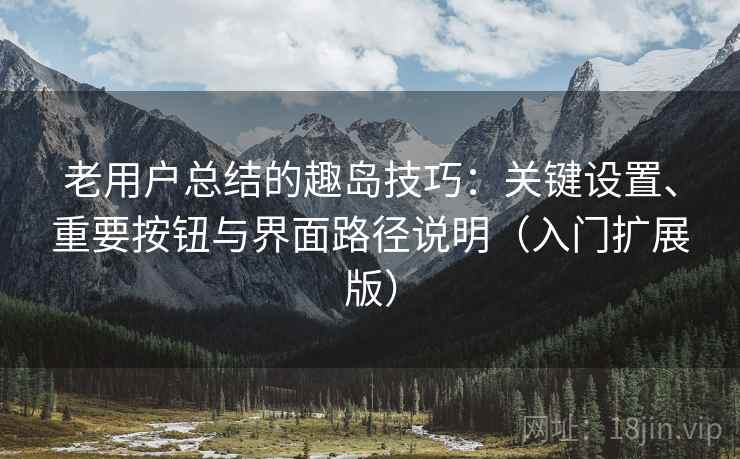 老用户总结的趣岛技巧：关键设置、重要按钮与界面路径说明（入门扩展版）